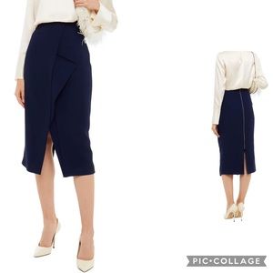 Roland Mouret LUGO PLEATED CREPE MIDI SKIRT | 6